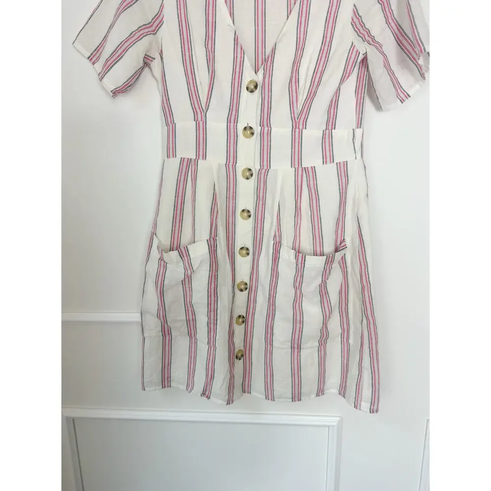 Abercrombie Striped White Cotton Gauze Dress Size S - Picture 3 of 8